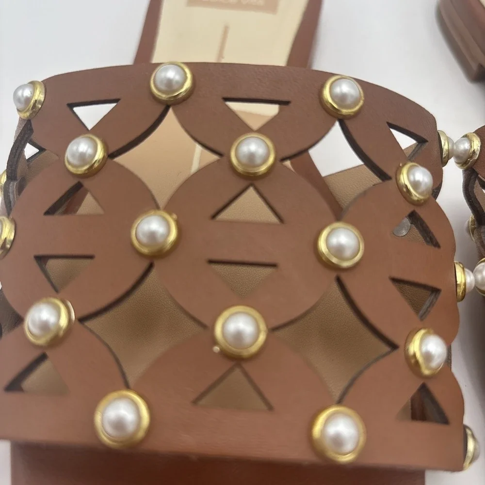 Dolce Vita sandal Studded Slide Sandal Size 5.5 M‎ Saddled Leather, Brown